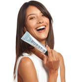 Model showing Burst whitening toothpaste